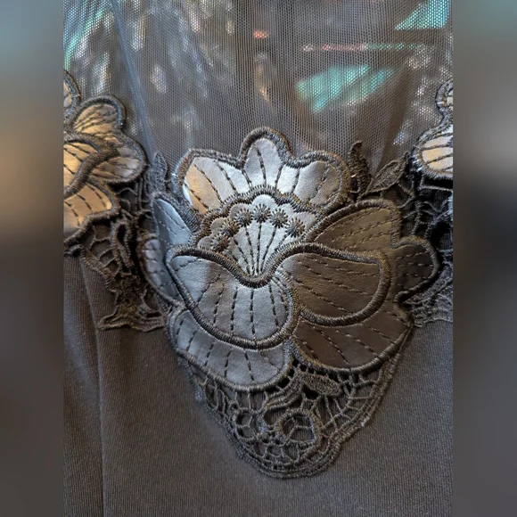 Sz 10 Bisou Bisou Elegant Black Peplum Sheath Dress with Lace Bodice - Picture 5 of 7